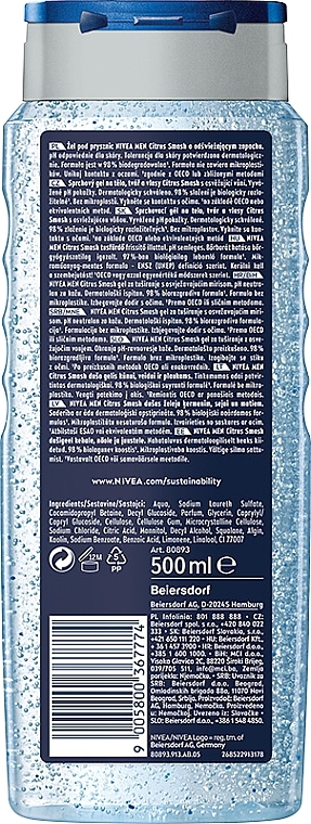 Żel pod prysznic - NIVEA MEN Citrus Smash Shower Gel — Zdjęcie N2