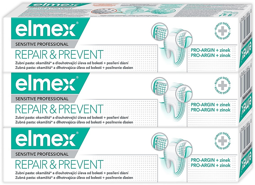Zestaw - Elmex Sensitive Professional Repair & Prevent Trio (toothpaste/3x75ml) — Zdjęcie N1