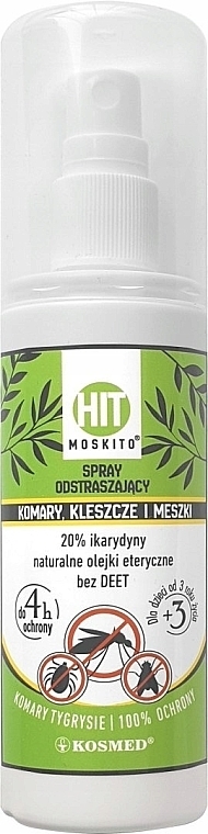 Spray z olejkami roślinnymi przeciw komarom, kleszczom i muszkom - Kosmed Hit Moskito — Zdjęcie N1