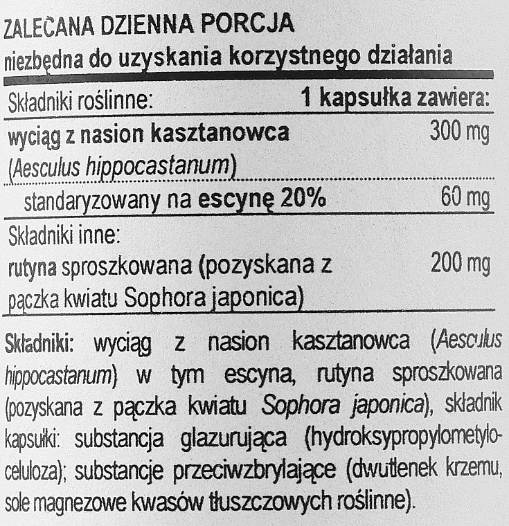 Ekstrakt z kasztanowca w kapsułkach, 300 mg - Now Foods Horse Chestnut Veg Capsules — Zdjęcie N3