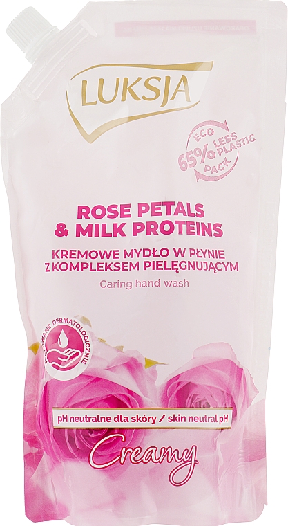 Nawilżające mydło w płynie do rąk Płatki róż i proteiny mleka - Luksja Creamy Rose Petal & Milk Proteins (uzupełnienie)