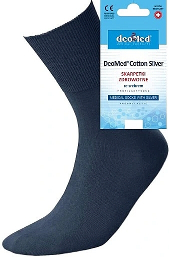 Skarpety srebrne jonowe dla diabetyków, ciemnoniebieskie - DeoMed Cotton Silver — Zdjęcie N2