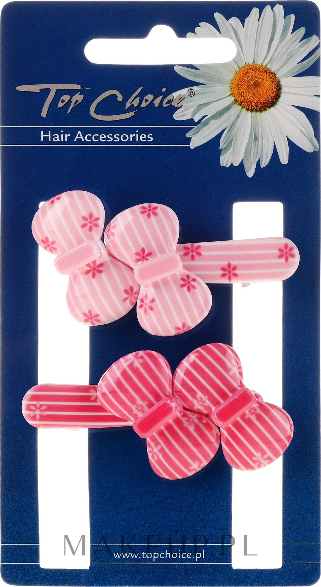 Spinki do włosów, 24917, różowe i czerwone - Top Choice — Zdjęcie 2 szt.