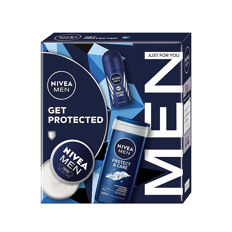 Zestaw - NIVEA MEN Get Protected (sh/gel/250ml+deo/50ml+cr/75ml) — Zdjęcie N1