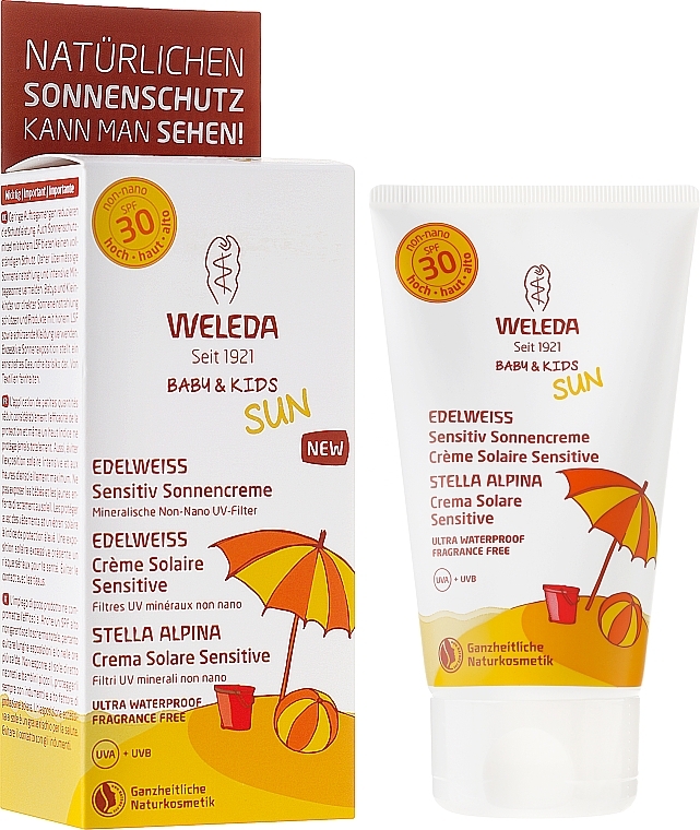 PRZECENA! Krem do opalania dla dzieci SPF 30 - Weleda Edelweiss Baby & Kids Sun * — Zdjęcie N1