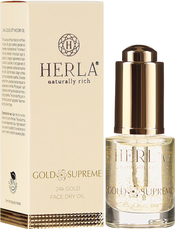 Suchy olejek do twarzy z drobinkami złota - Herla Gold Supreme 24K Gold Face Dry Oil — Zdjęcie N1