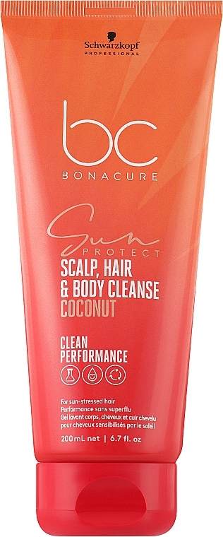 Szampon do skóry głowy, włosów i ciała - Schwarzkopf Professional Bonacure Sun Protect 3-In-1 Scalp, Hair & Body Cleanse Coconut — Zdjęcie N2