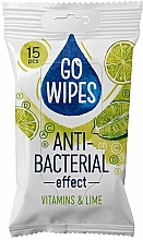Kup Chusteczki nawilżane z witaminami i ekstraktem z limonki, 15 szt. - Go Wipes Anti-Bacterial Effect Vitamins & Lime