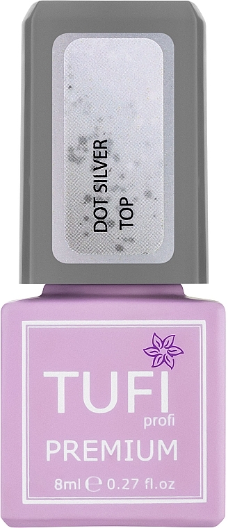 Brokatowy top do paznokci - Tufi Profi Premium Dot Silver Top — Zdjęcie N1