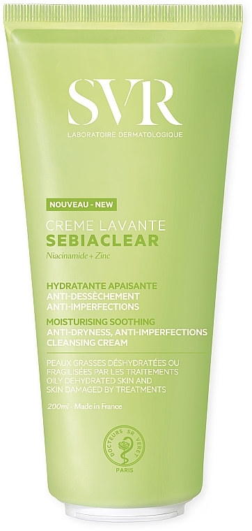 Oczyszczający krem nawilżający przeciw niedoskonałościom skóry - SVR Sebiaclear Moisturising Soothing Cleansing Cream — Zdjęcie N1