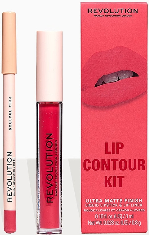 Zestaw do makijażu ust - Makeup Revolution Lip Contour Kit Soulful Pink (lipstick/3ml + l/pencil/0.8g) — Zdjęcie N2