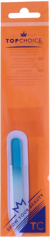 Pilnik szklany do paznokci dwustronny, 9 cm, 74394, niebieski - Top Choice — Zdjęcie N1