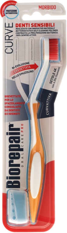 Miękka szczoteczka do wrażliwych zębów, pomarańczowo-biała - Biorepair Oral Care Pro — Zdjęcie N1