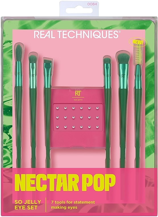 Zestaw - Real Techniques Nectar Pop So Jelly Eye Set (brush/6pcs + rhineston/18pcs) — Zdjęcie N1