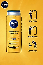 Żel pod prysznic 3 w 1 do ciała, twarzy i włosów - Nivea Men Boost Shower Gel — Zdjęcie N5