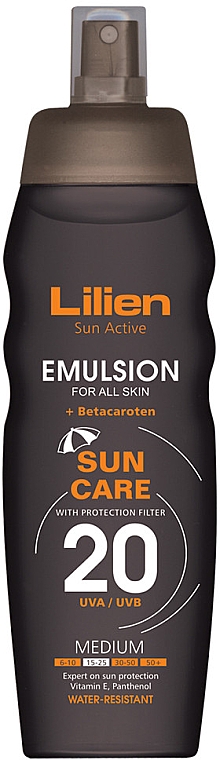 Emulsja przeciwsłoneczna do ciała - Lilien Sun Active Emulsion SPF 20 — Zdjęcie N1