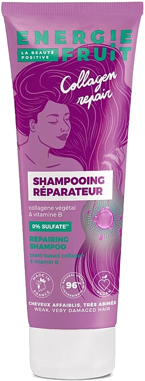 Odbudowujący szampon bez siarczanów - Energie Fruit Plant Based Collagen & Vitamn B Repairing Shampoo — Zdjęcie N1