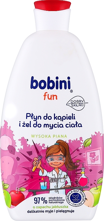 Żel-pianka do kąpieli o zapachu jabłka - Bobini Fun Bubble Bath & Body High Foam Apple — Zdjęcie N1