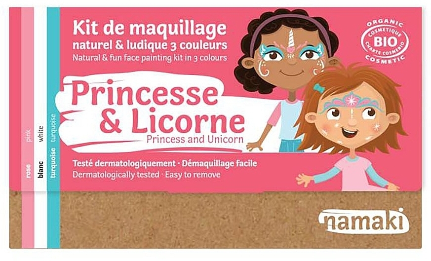 Zestaw do malowania twarzy dla dzieci - Namaki Princess & Unicorn 3-Color Face Painting Kit (f/paint/7,5g + brush/1pc + acc/2pcs) — Zdjęcie N3