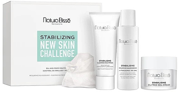Zestaw - Natura Bisse Stabilizing New Skin Challenge (f/mask/75ml + f/ess/100ml + f/cr/50ml + sponge) — Zdjęcie N1