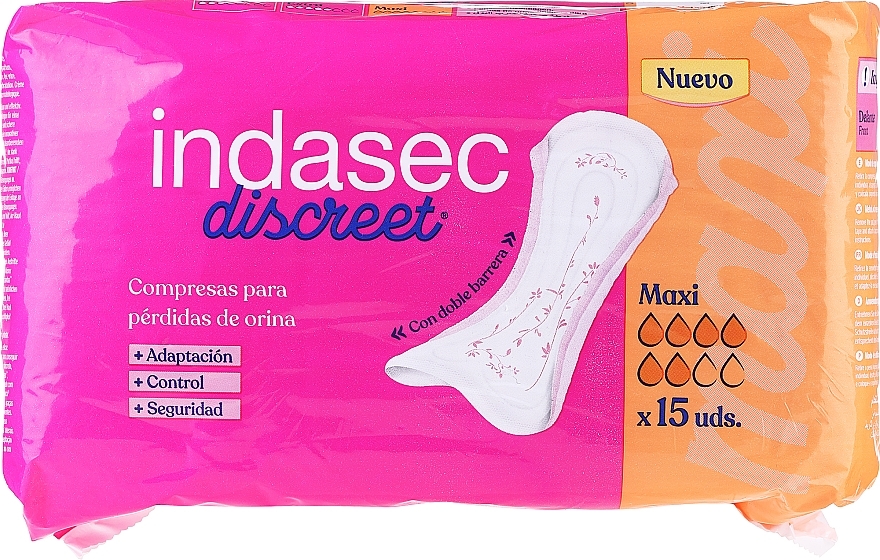 Podpaski higieniczne, 15 szt. - Indasec Discreet Maxi  — Zdjęcie N1