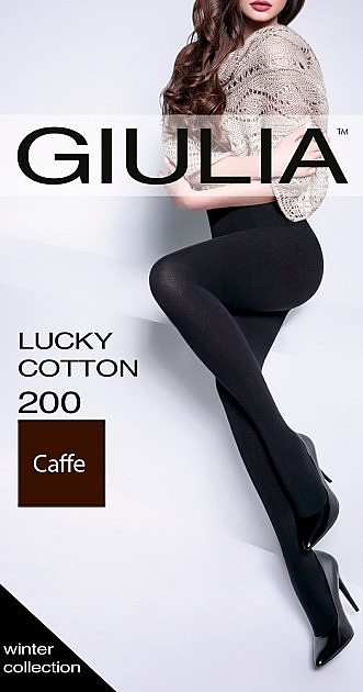 Rajstopy damskie Lucky Cotton, 200 Den, caffe - Giulia — Zdjęcie N4