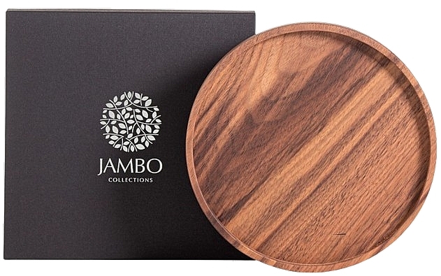 Świecznik drewniany, rozmiar L, 215 mm - Jambo Collections Walnut Candle Plate — Zdjęcie N1