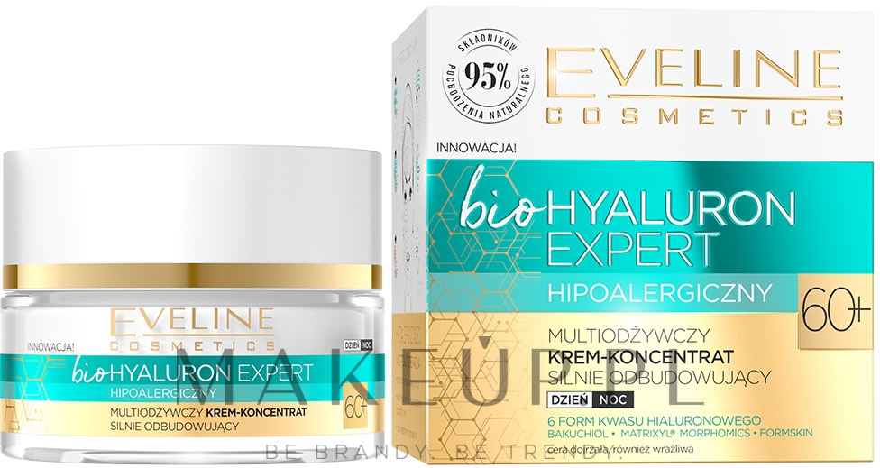 Multiodżywczy krem-koncentrat silnie odbudowujący 60+ - Eveline Cosmetics BioHyaluron — Zdjęcie 50 ml