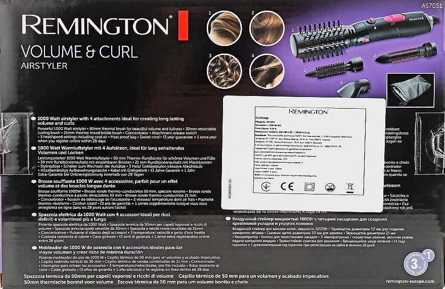 Suszarkolokówka do włosów - Remington AS7051 Volume & Curl Airstyler — Zdjęcie N4