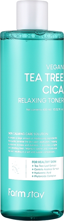 Kojący tonik z olejkiem z drzewa herbacianego - Farmstay Vegan Tea Tree Cica Relaxing Toner — Zdjęcie N1