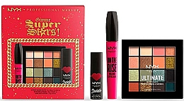 Kup Zestaw - NYX Professional Gimme Super Stars Glam Side (mascara/10ml + lipstick/3.5g + eye/palette/13.28g)