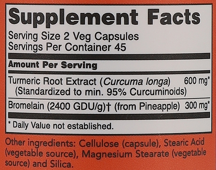 Kapsułki z kurkumą i bromelainą - Now Foods Turmeric & Bromelain Veg Capsules — Zdjęcie N3