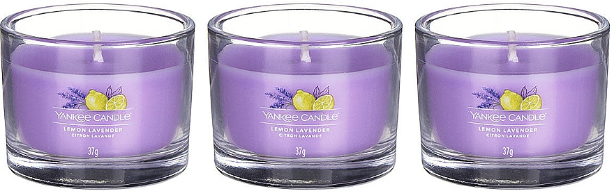 Zestaw świec zapachowych Lemon Lavender - Yankee Candle Lemon Lavender (candle/3x37g) — Zdjęcie N2