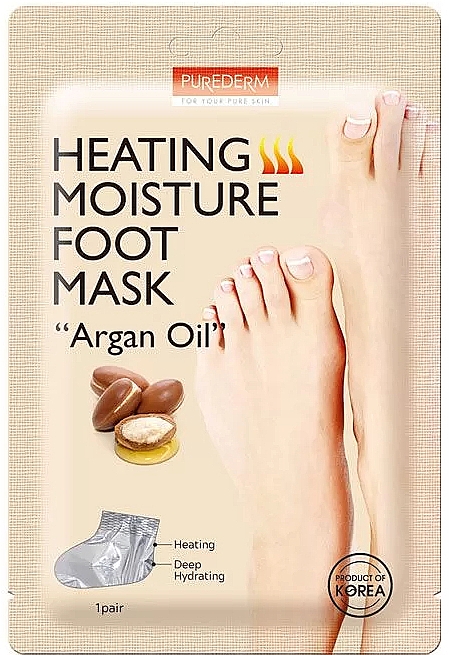 Rozgrzewająca maska nawilżająca do stóp z olejem arganowym - Purederm Heating Moisture Foot Mask “Argan Oil” — Zdjęcie N1
