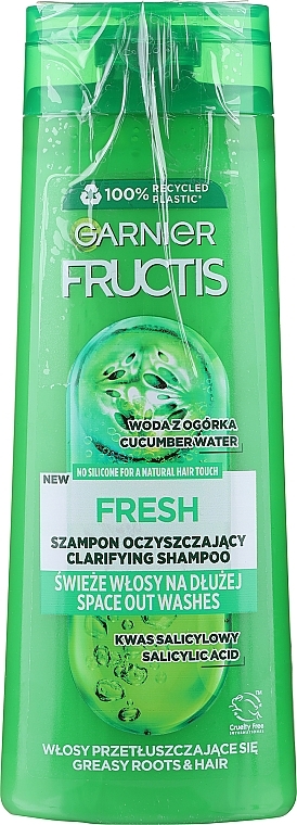 PRZECENA!  Wzmacniający szampon do włosów normalnych i szybko przetłuszczających się - Garnier Fructis Fresh Shampoo * — Zdjęcie N1