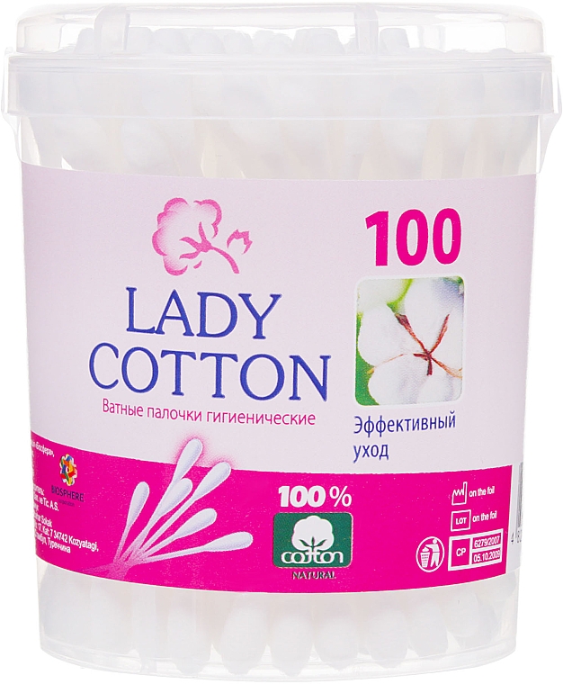 Patyczki kosmetyczne w pudełku, 100 szt - Lady Cotton — Zdjęcie N1