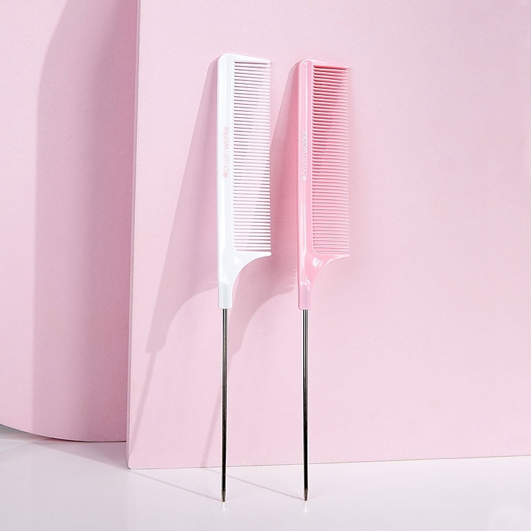 Zestaw grzebieni z metalową końcówką, 2 sztuki - Brushworks Professional Needle Combs — Zdjęcie N3