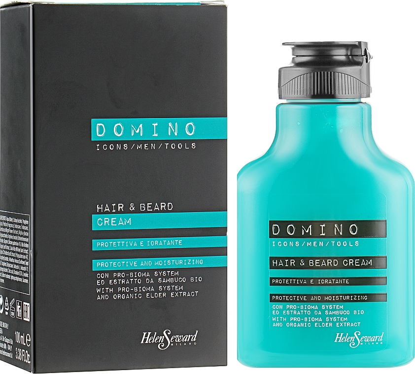 Zmiękczający krem do brody i włosów z organicznym ekstraktem z czarnego bzu - Helen Seward Domino Grooming Hair&Beard Cream — Zdjęcie N1