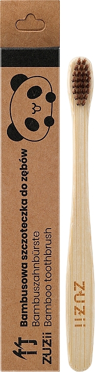 Bambusowa szczoteczka do zębów dla dzieci z miękkim włosiem, brązowa - Zuzii Kids Soft Toothbrush — Zdjęcie N2