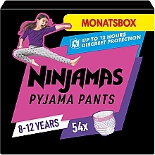 Pieluchomajtki Ninjamas Pyjama Girl Pants, 8-12 lat (27-43 kg), 54 szt. - Pampers — Zdjęcie N1
