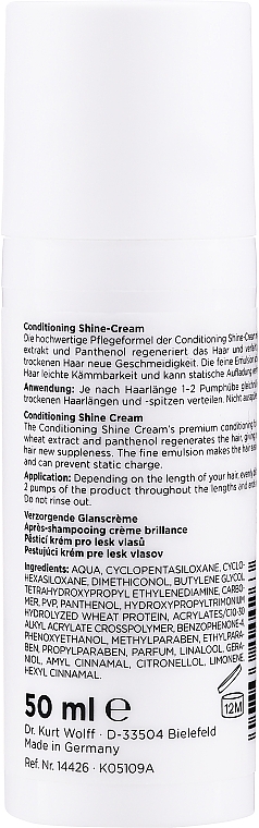 Krem pielęgnujący połysk do włosów porowatych i suchych - Alcina Hair Care Shine Conditioning Cream — Zdjęcie N2