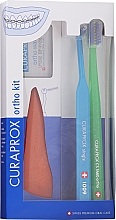 Kup Zestaw ortodontyczny, opcja 9 (jasnozielony, pomarańczowy, niebieski) - Curaprox Ortho Kit (brush/1pcs + brushes 07,14,18/3pcs + UHS/1pcs + orthod/wax/1pcs + box)