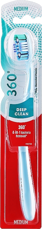 Szczoteczka do zębów, szaro-niebieska - Colgate 360 Deep Clean Medium Toothbrush — Zdjęcie N1