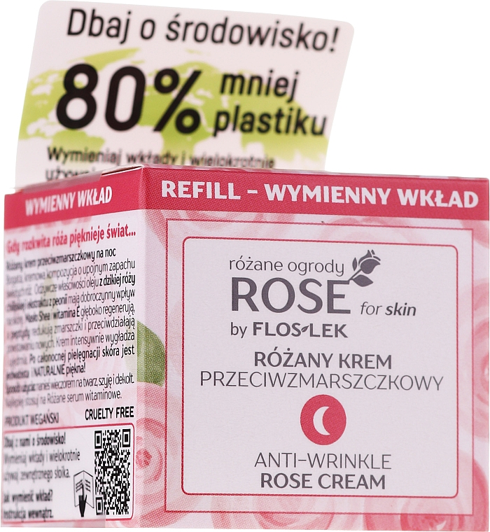 Krem przeciwzmarszczkowy na noc - Floslek Rose For Skin Anti-Wrinkle Night Cream Refill