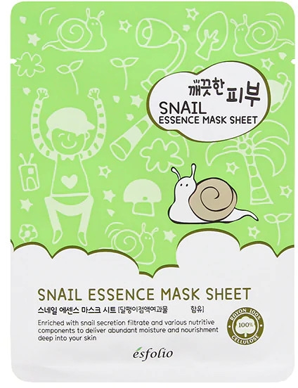 Maska do twarzy w płachcie ze śluzem ślimaka - Esfolio Pure Skin Snail Essence Mask Sheet