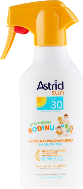 Nawilżający balsam przeciwsłoneczny w sprayu dla całej rodziny SPF 30 - Astrid Sun Family Trigger Spray — Zdjęcie N1