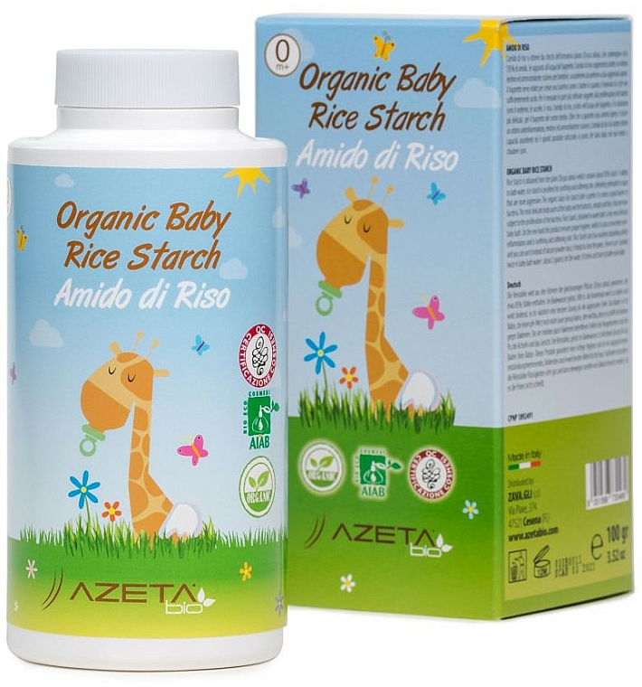 Organiczny proszek do kąpieli dla niemowląt ze skrobią ryżową - Azeta Bio Organic Baby Rice Starch 