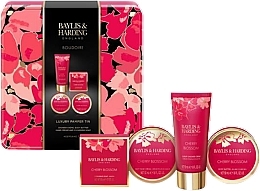 Kup Zestaw - Baylis & Harding Boudoire Cherry Blossom Luxury Pamper Tin Gift Set (sh/cr/50ml + butter/50ml + h/cr/50ml + soap/50g)