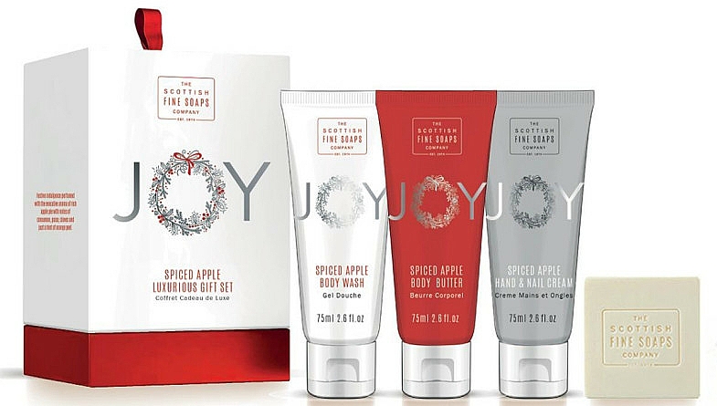 Zestaw - Scottish Fine Soaps Joy Spiced Apple Luxurious Gift Set (wash/75ml + but/75ml + cr/75 + soap) — Zdjęcie N1