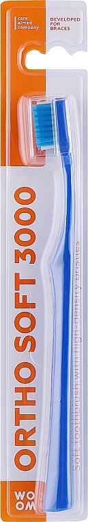 Ortodontyczna miękka szczoteczka do zębów, niebieska - Woom Ortho Soft 3000 Toothbrush — Zdjęcie N1